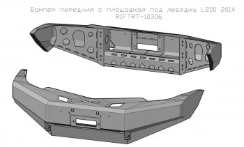 45 999 р. Бампер передний силовой РИФ Mitsubishi L200 4  дорестайлинг (2006-2014) (С защитой бачка омывателя)  с доставкой в г. Тамбов. Увеличить фотографию 3