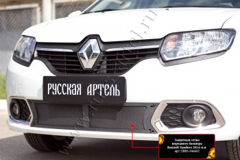 2 099 р. Защитная сетка решётки переднего бампера Русская Артель Renault Sandero (B8) дорестайлинг (2014-2018) (Поверхность текстурная)  с доставкой в г. Тамбов. Увеличить фотографию 3