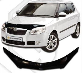 2 199 р. Дефлектор капота CA-Plastiс Skoda Fabia Mk2 универсал дорестайлинг (2007-2010) (Classic черный, Без надписи)  с доставкой в г. Тамбов. Увеличить фотографию 1