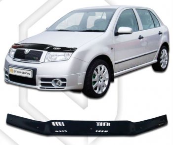 2 799 р. Дефлектор капота CA-Plastiс  Skoda Fabia  Mk1 (2004-2008) седан рестайлинг, хэтчбек рестайлинг (Classic черный, Без надписи)  с доставкой в г. Тамбов. Увеличить фотографию 1