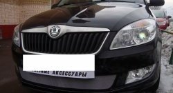 1 539 р. Сетка на бампер (рестайлинг) Russtal (хром) Skoda Fabia Mk2 универсал дорестайлинг (2007-2010)  с доставкой в г. Тамбов. Увеличить фотографию 4