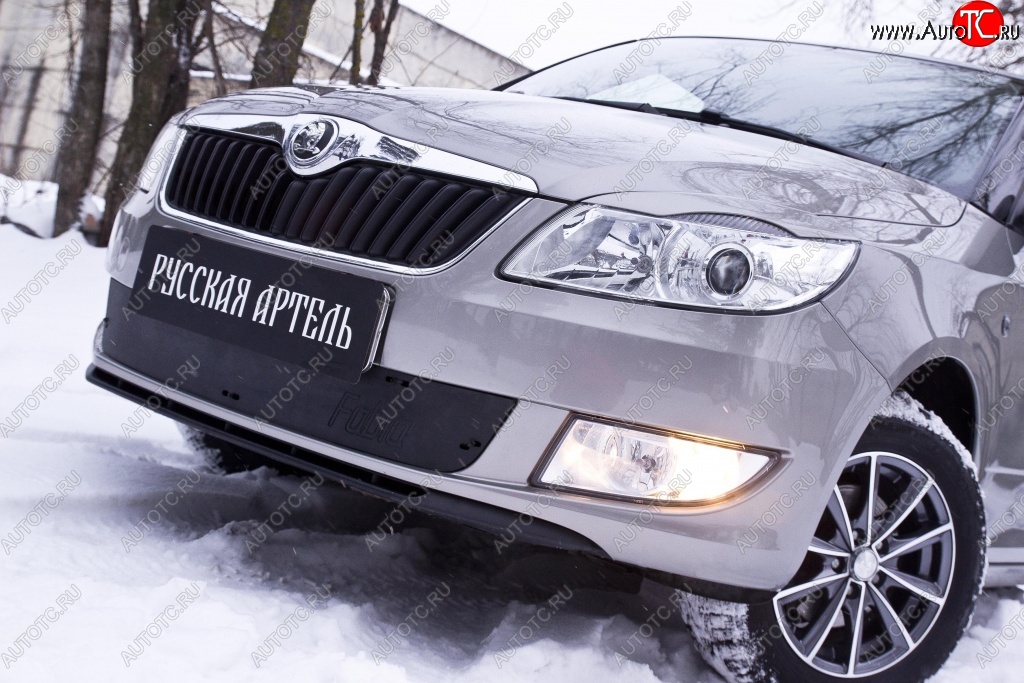 959 р. Зимняя заглушка решетки переднего бампера РА Skoda Fabia Mk2 универсал рестайлинг (2010-2014)  с доставкой в г. Тамбов