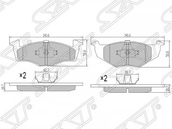 Колодки тормозные SAT (передние) Skoda (Шкода) Fabia (Фабия) ( Mk1,  Mk2) (2004-2010), Volkswagen (Волксваген) Polo (Поло)  9N1 (2001-2009)