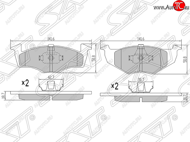 1 039 р. Колодки тормозные SAT (передние)  Skoda Fabia ( Mk1,  Mk2) (2004-2010), Volkswagen Polo  9N1 (2001-2009)  с доставкой в г. Тамбов