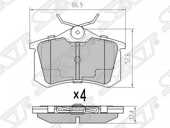 479 р. Колодки тормозные SAT (задние) Audi A3 8LA хэтчбэк 5 дв. дорестайлинг (1996-2000)  с доставкой в г. Тамбов. Увеличить фотографию 1