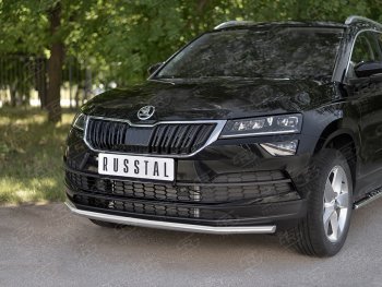 13 649 р. Защита переднего бампера (Ø42 мм, нержавейка) SLITKOFF  Skoda Karoq  NU7 (2017-2021) дорестайлинг  с доставкой в г. Тамбов. Увеличить фотографию 2