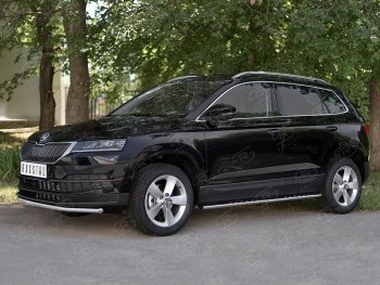 13 649 р. Защита переднего бампера (Ø42 мм, нержавейка) SLITKOFF  Skoda Karoq  NU7 (2017-2021) дорестайлинг  с доставкой в г. Тамбов. Увеличить фотографию 3