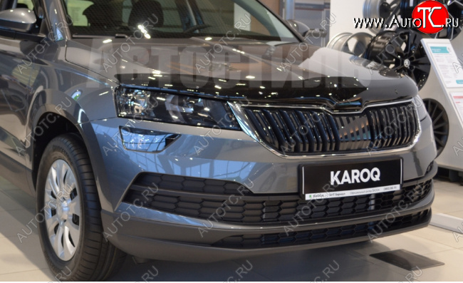 2 999 р. Дефлектор капота SIM Skoda Karoq NU7 дорестайлинг (2017-2021)  с доставкой в г. Тамбов