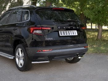 11 199 р. Защита заднего бампера (Ø42 мм уголки, нержавейка) SLITKOFF Skoda Karoq NU7 дорестайлинг (2017-2021)  с доставкой в г. Тамбов. Увеличить фотографию 2