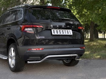 13 099 р. Защита заднего бампера (Ø42 мм волна, нержавейка) SLITKOFF Skoda Karoq NU7 дорестайлинг (2017-2021)  с доставкой в г. Тамбов. Увеличить фотографию 2