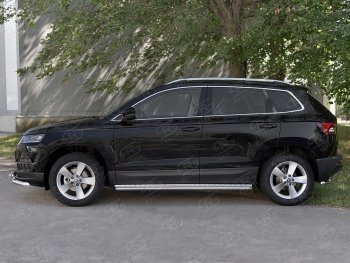 21 699 р. Пороги SLITKOFF d42 с листом  Skoda Karoq  NU7 (2017-2025) дорестайлинг, рестайлинг (лист алюминий, труба нержавейка)  с доставкой в г. Тамбов. Увеличить фотографию 3