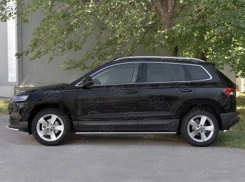 20 749 р. Защита порогов Russtal труба 75х42 овал с проступью Skoda Karoq NU7 дорестайлинг (2017-2021)  с доставкой в г. Тамбов. Увеличить фотографию 3