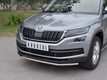 13 549 р. Защита переднего бампера (Ø63 мм, нержавейка) Russtal Skoda Kodiaq NU7 дорестайлинг (2017-2021)  с доставкой в г. Тамбов. Увеличить фотографию 3