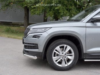 12 999 р. Защита переднего бампера (Ø63 мм, нержавейка) Russtal Skoda Kodiaq NU7 дорестайлинг (2017-2021)  с доставкой в г. Тамбов. Увеличить фотографию 4