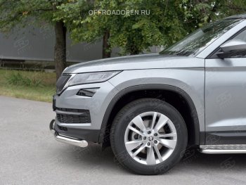 15 649 р. Защита переднего бампера (2 трубы Ø63 и 42 мм, нержавейка) Russtal Skoda Kodiaq NU7 дорестайлинг (2017-2021)  с доставкой в г. Тамбов. Увеличить фотографию 3