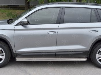 17 699 р. Широкая защита порогов из трубы диаметром 42 мм Russtal v3 Skoda Kodiaq NU7 дорестайлинг (2017-2021)  с доставкой в г. Тамбов. Увеличить фотографию 2