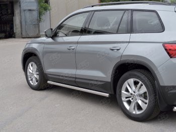 16 299 р. Защита порогов из круглой трубы диаметром 63 мм Russtal v2 Skoda Kodiaq NU7 дорестайлинг (2017-2021)  с доставкой в г. Тамбов. Увеличить фотографию 2