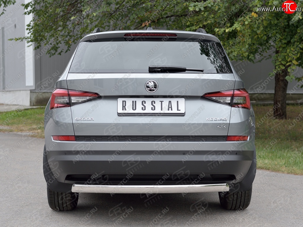 9 649 р. Защита заднего бампера d75х42 дуга Russtal  Skoda Kodiaq  NU7 (2017-2021) дорестайлинг  с доставкой в г. Тамбов