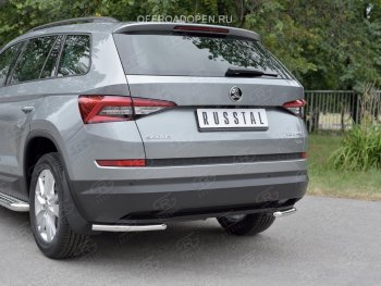 11 449 р. Защита заднего бампера (Ø42 мм, уголки, нержавейка) Russtal Skoda Kodiaq NU7 дорестайлинг (2017-2021)  с доставкой в г. Тамбов. Увеличить фотографию 3