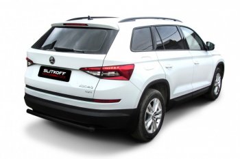 6 349 р. Защита заднего бампера Slitkoff ((Ø 57 мм)  Skoda Kodiaq  NU7 (2017-2021) дорестайлинг (Сталь с полимерным покрытием. Цвет: черный)  с доставкой в г. Тамбов. Увеличить фотографию 1