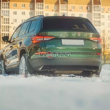 5 399 р. Имитация насадок глушителя MV-Tuning  Skoda Kodiaq  NU7 (2017-2021) дорестайлинг (SPACE GRAY (серый глянец))  с доставкой в г. Тамбов. Увеличить фотографию 4