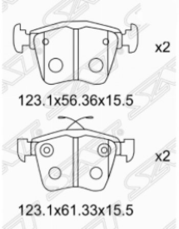 Комплект задних тормозных колодок SAT Skoda (Шкода) Kodiaq (Кодиак)  NU7 (2017-2021), Volkswagen (Волксваген) Passat (Пассат)  B7 (2010-2015)