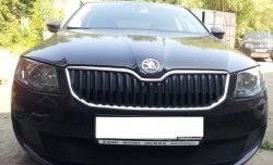 1 299 р. Сетка (для комплектации Active) на бампер Russtal (черная) Skoda Octavia A7 дорестайлинг лифтбэк (2012-2017)  с доставкой в г. Тамбов. Увеличить фотографию 2