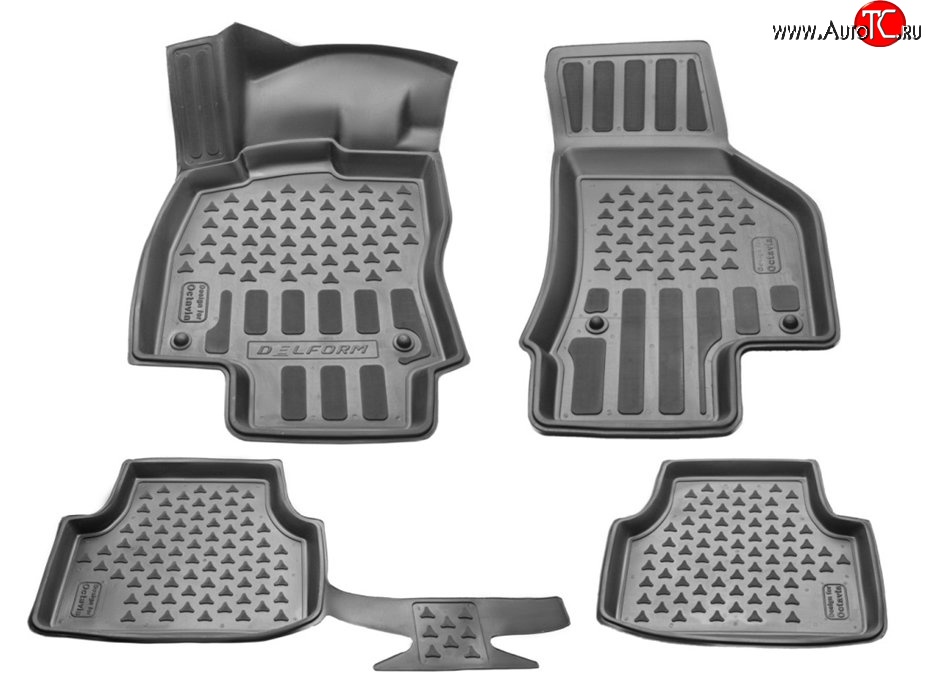 1 199 р. Комплект ковриков в салон Delform 4 шт. (полиуретан)  Skoda Octavia  A7 (2012-2020) дорестайлинг лифтбэк, дорестайлинг универсал, рестайлинг лифтбэк, рестайлинг универсал  с доставкой в г. Тамбов