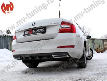 2 399 р. Накладка бампера (диффузор) MV-Tuning  Skoda Octavia  A7 (2012-2020) дорестайлинг лифтбэк, рестайлинг лифтбэк (Глянец, Неокрашенная)  с доставкой в г. Тамбов. Увеличить фотографию 2