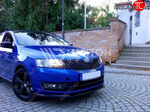 6 299 р. Накладка на передний бампер Splitter Skoda Rapid NH3 дорестайлинг лифтбэк (2012-2017) (Неокрашенная)  с доставкой в г. Тамбов