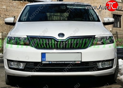 1 099 р. Реснички на фары CT Skoda Rapid NH3 дорестайлинг лифтбэк (2012-2017) (Неокрашенные)  с доставкой в г. Тамбов