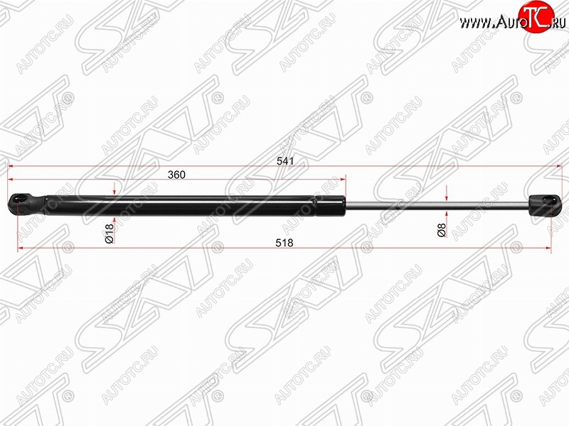 659 р. Газовый упор крышки багажника SAT  Skoda Rapid ( NH3,  NH1) (2012-2020) дорестайлинг лифтбэк, хэтчбэк дорестайлинг, хэтчбэк рестайлинг, рестайлинг лифтбэк  с доставкой в г. Тамбов