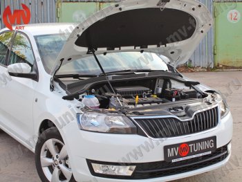 2 969 р. Упор капота MV-Tuning (одинарный) Skoda Rapid NH3 дорестайлинг лифтбэк (2012-2017)  с доставкой в г. Тамбов. Увеличить фотографию 2