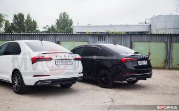 4 199 р. Имитация насадок глушителя RS Style MV-Tuning  Skoda Rapid  MK2 (2019-2024) (SILVER (серебро))  с доставкой в г. Тамбов. Увеличить фотографию 3