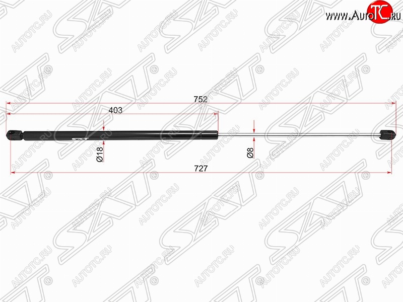 759 р. Газовый упор капота SAT  Skoda Superb ( B6 (3T),  B6 (3T5),  (B6) 3T,  B8 (3V),  B8 (3V5)) (2008-2024) лифтбэк дорестайлинг, универсал доресталийнг, лифтбэк рестайлинг, универсал рестайлинг, лифтбэк дорестайлинг, универсал дорестайлинг, лифтбэк рестайлинг, универсал рестайлинг  с доставкой в г. Тамбов