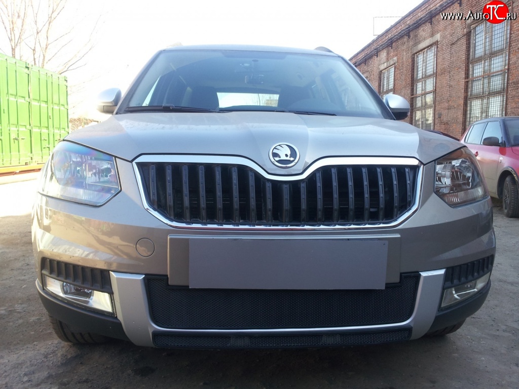 1 399 р. Нижняя сетка на бампер Outdoor Russtal (черная)  Skoda Yeti (2013-2018)  с доставкой в г. Тамбов