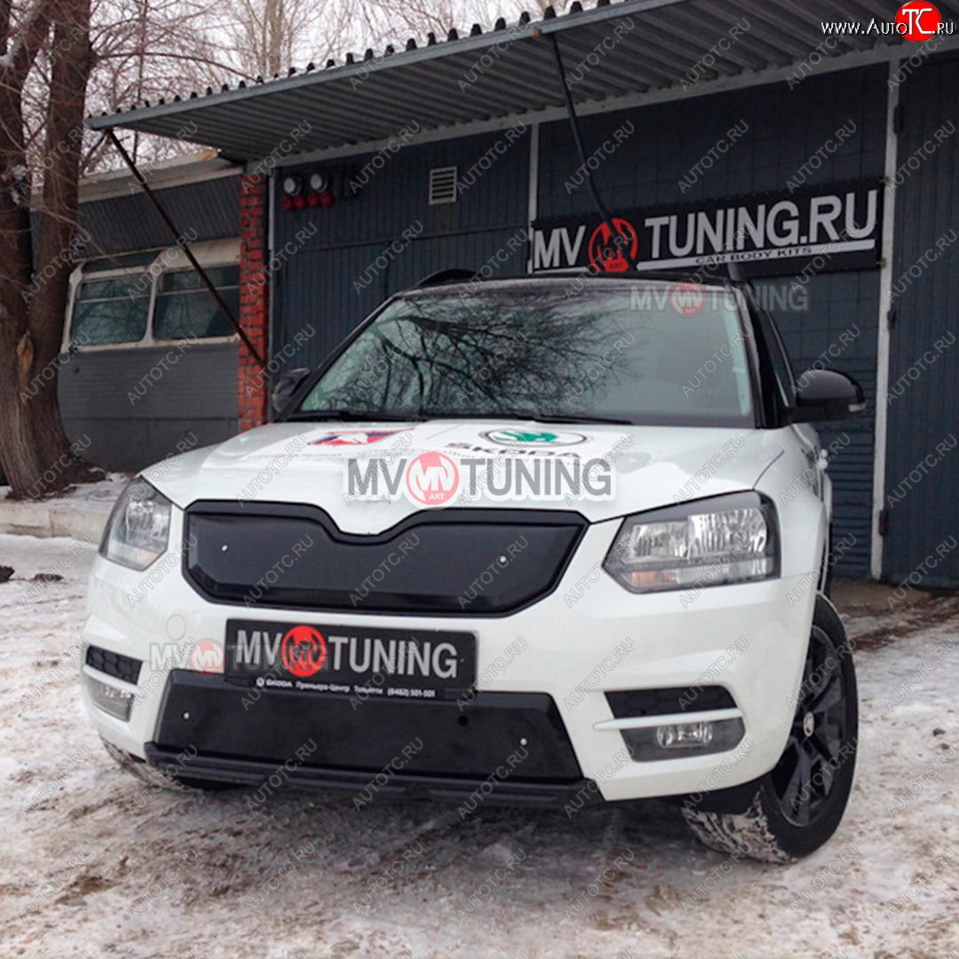 2 999 р. Заглушка решетки радиатора MV-Tuning (комплектация City и MONTE CARLO)  Skoda Yeti (2013-2018) (Поверхность текстурная)  с доставкой в г. Тамбов