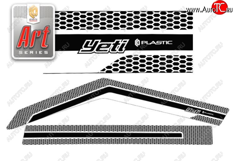 2 159 р. Дефлектора окон CA-Plastic  Skoda Yeti (2009-2013) (Серия Art черная)  с доставкой в г. Тамбов