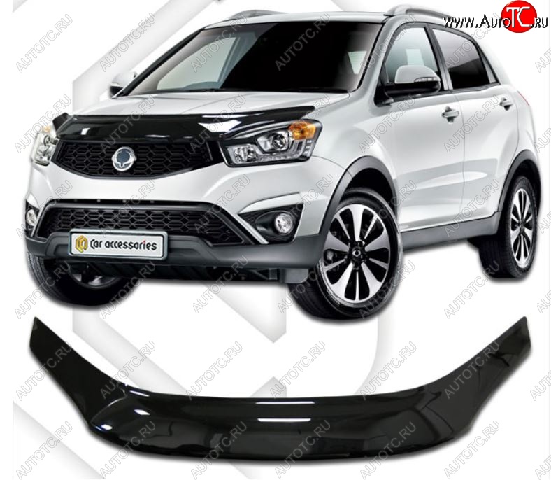 2 299 р. Дефлектор капота CA-Plastiс exclusive  SSANGYONG Actyon (2013-2021) рестайлинг (Classic черный, Без надписи)  с доставкой в г. Тамбов