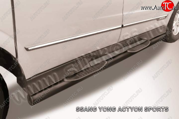 10 549 р. Защита порогов Slitkoff SSANGYONG Actyon Sport (2012-2025) (Цвет: серебристый)  с доставкой в г. Тамбов