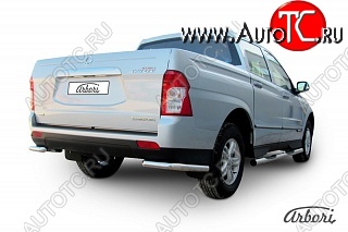 6 722 р. Защита заднего бампера Arbori SSANGYONG Actyon Sport (2012-2024)  с доставкой в г. Тамбов