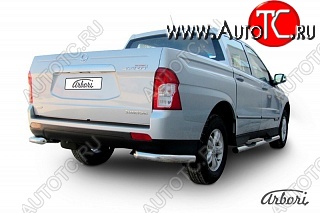 8 909 р. Защита заднего бампера Arbori SSANGYONG Actyon Sport (2012-2024)  с доставкой в г. Тамбов