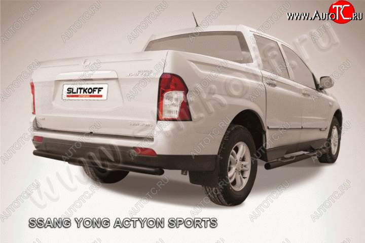 5 249 р. Защита задняя Slitkoff SSANGYONG Actyon Sport (2012-2024) (Цвет: серебристый)  с доставкой в г. Тамбов