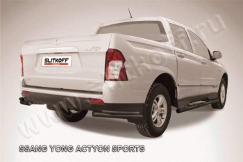 4 999 р. Уголки d57+d42 двойные  SSANGYONG Actyon Sport (2012-2024) (Цвет: серебристый)  с доставкой в г. Тамбов. Увеличить фотографию 1