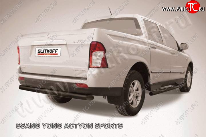 5 999 р. Защита задняя Slitkoff SSANGYONG Actyon Sport (2012-2024) (Цвет: серебристый)  с доставкой в г. Тамбов