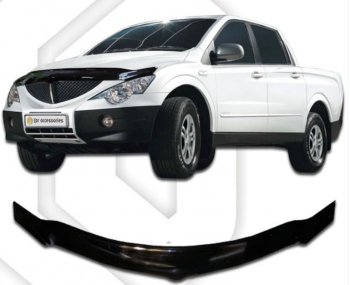 2 479 р. Дефлектор капота CA-Plastiс exclusive SSANGYONG Actyon 1 (2006-2010) (Classic черный, Без надписи)  с доставкой в г. Тамбов. Увеличить фотографию 1