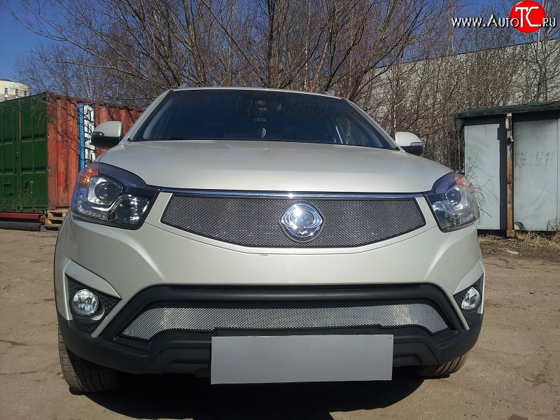 1 539 р. Нижняя сетка на бампер Russtal (хром) SSANGYONG Actyon рестайлинг (2013-2021)  с доставкой в г. Тамбов