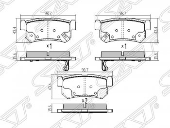 899 р. Колодки тормозные SAT (задние) SSANGYONG Actyon 1 (2006-2010)  с доставкой в г. Тамбов. Увеличить фотографию 1