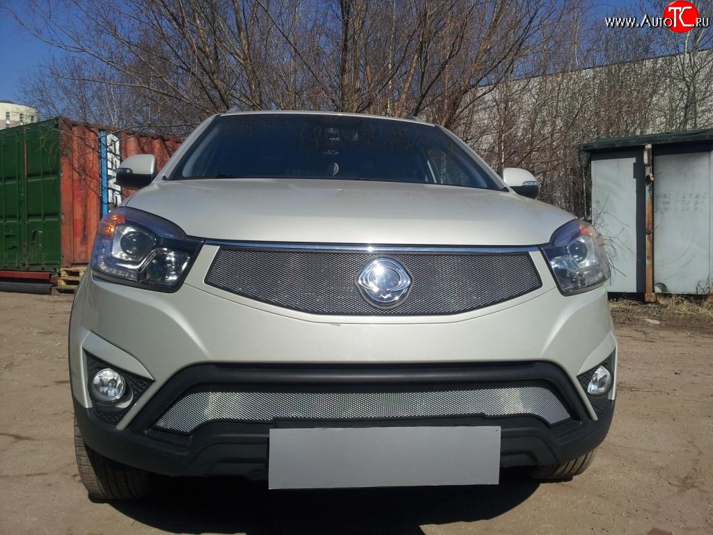 1 539 р. Верхняя сетка на бампер Russtal (хром)  SSANGYONG Actyon (2013-2021) рестайлинг  с доставкой в г. Тамбов