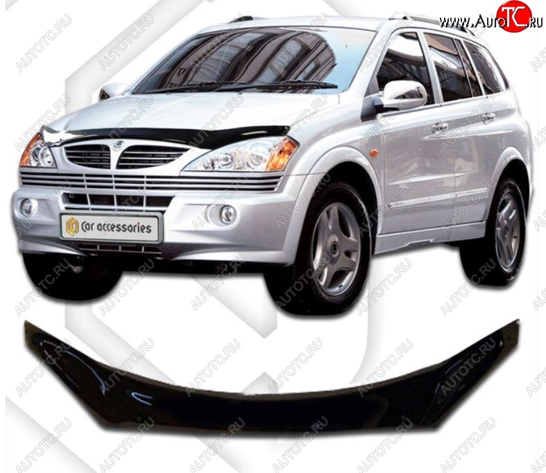 2 149 р. Дефлектор капота CA-Plastiс exclusive  SSANGYONG Kyron (2005-2016) дорестайлинг, рестайлинг (Classic черный, Без надписи)  с доставкой в г. Тамбов